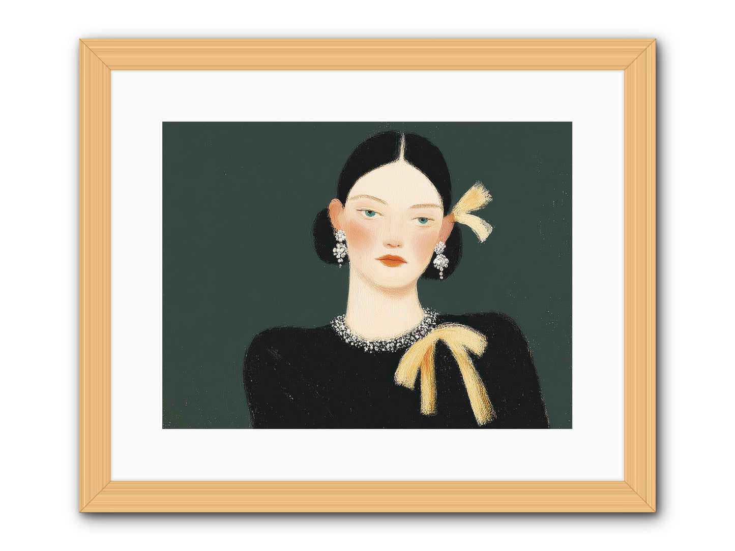 She Tied It Twice -- Framed Print - Natural 16x12