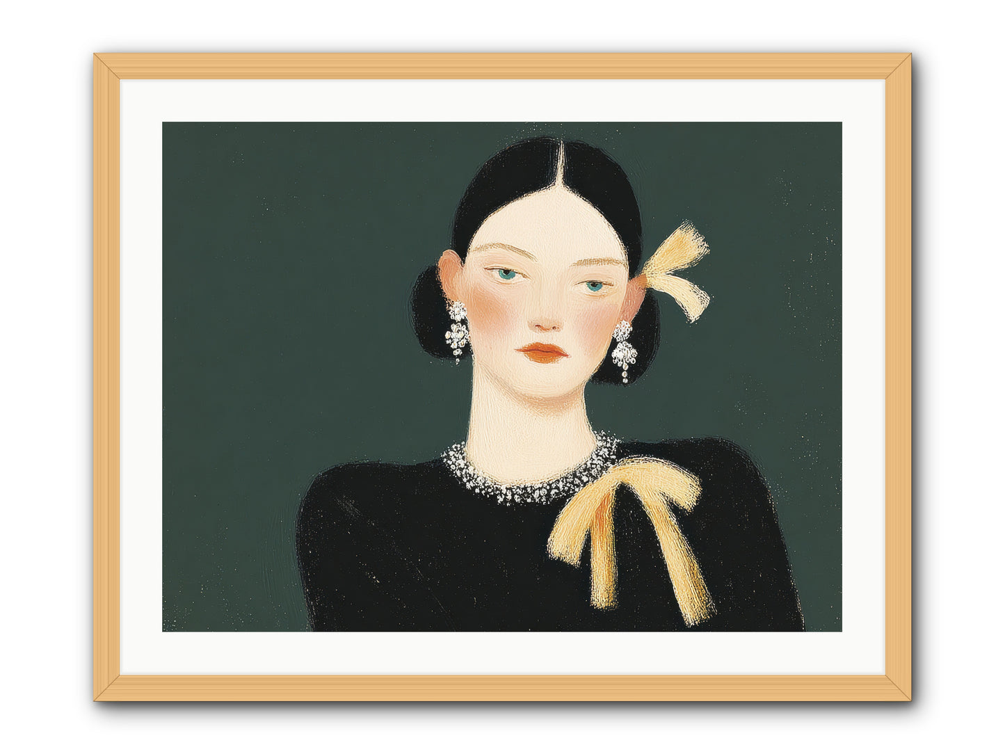 She Tied It Twice -- Framed Print - Natural 32x24