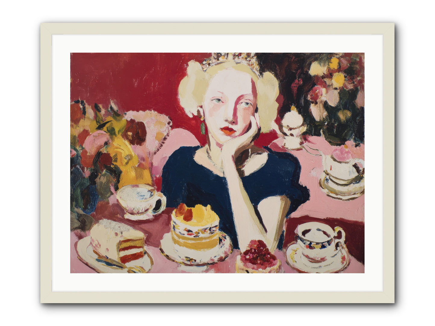 She Waited -- Framed Print - White 32x24