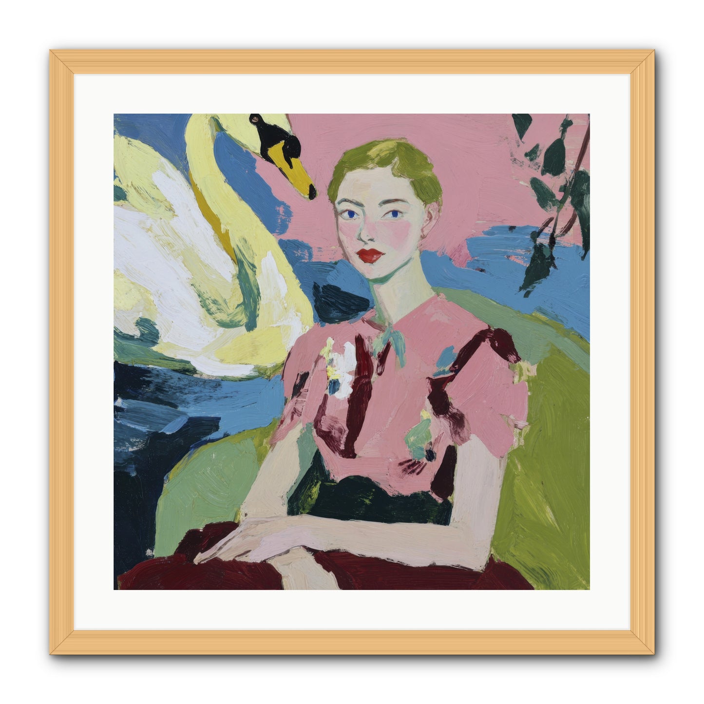 She Waited There -- Framed Print - Natural 24x24