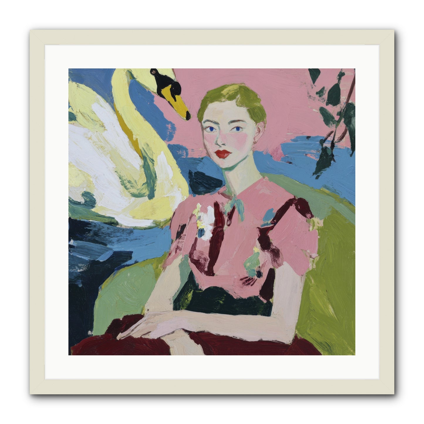 She Waited There -- Framed Print - White 24x24