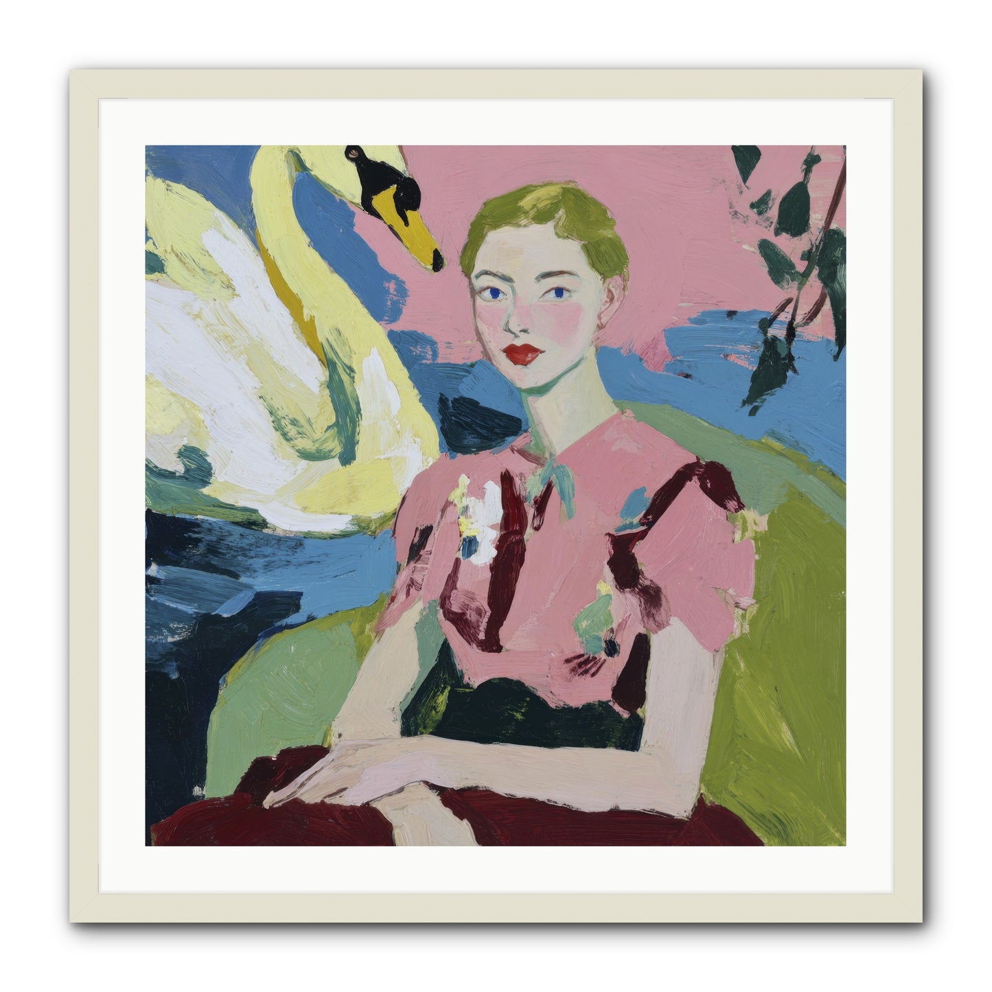 She Waited There -- Framed Print - White 30x30