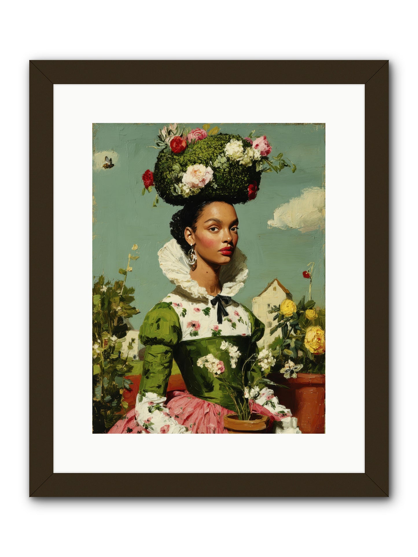 She Wore Her Garden -- Framed Print - Black 12x16