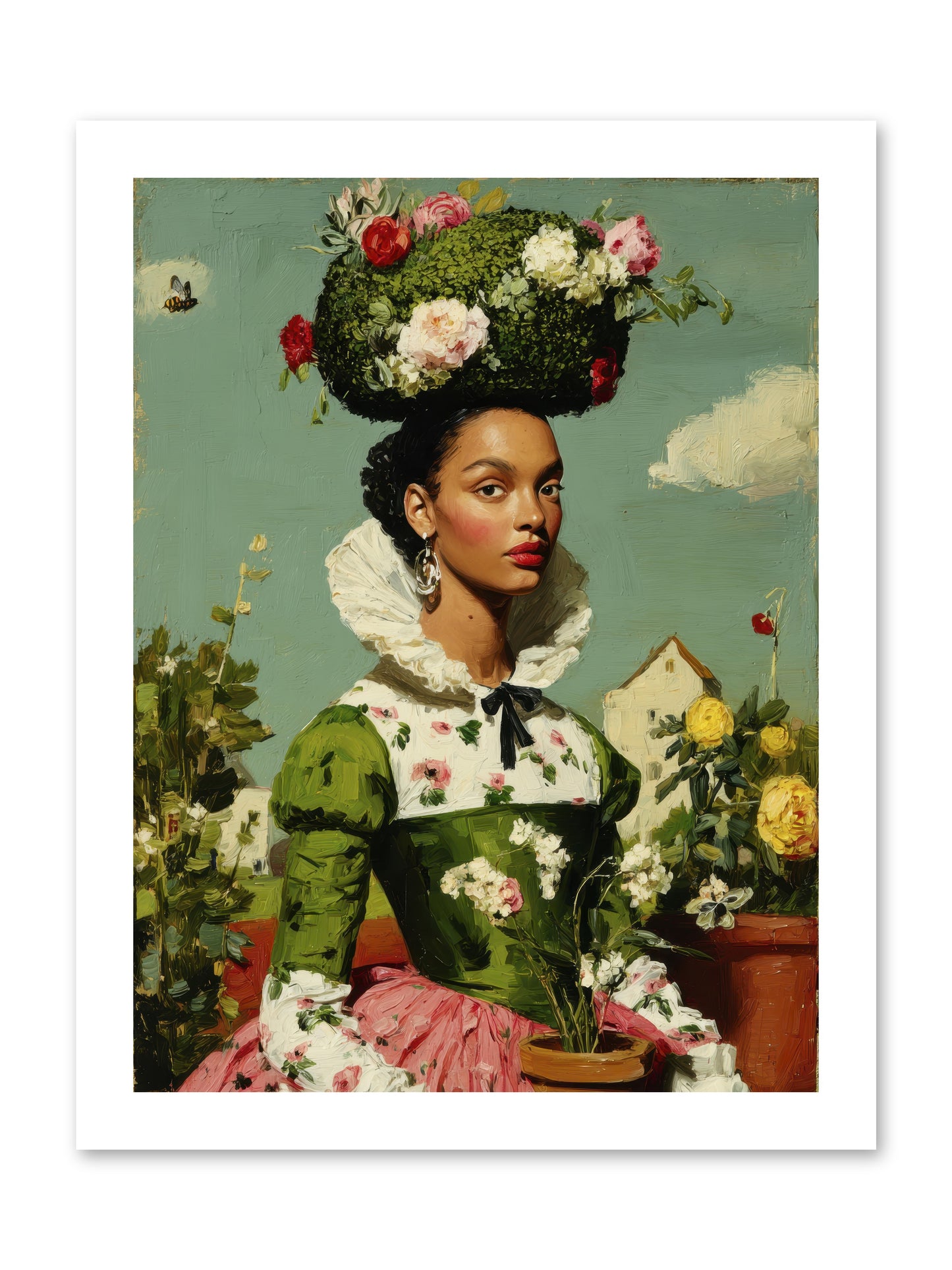 She Wore Her Garden -- Paper Print 12x16