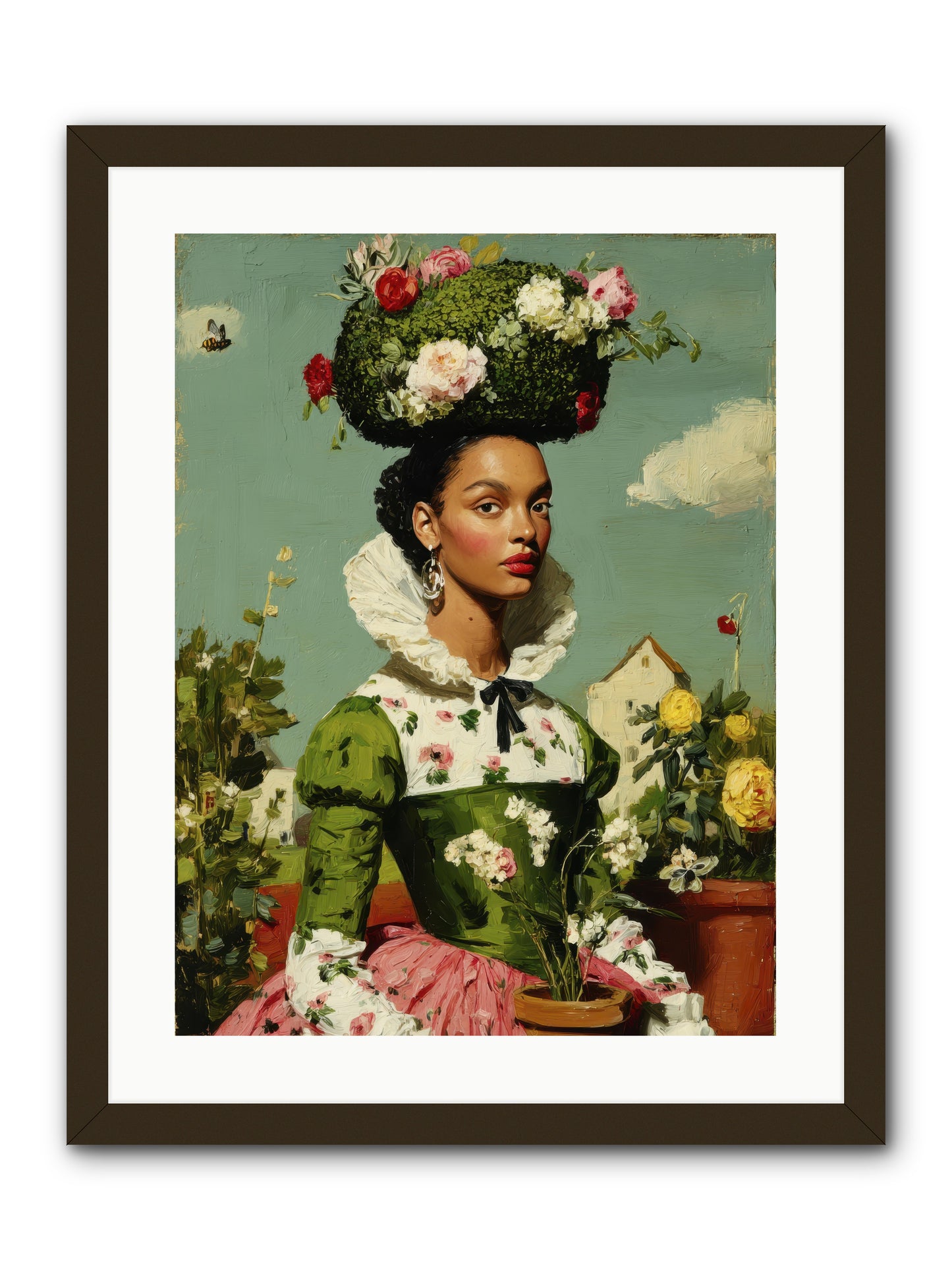 She Wore Her Garden -- Framed Print - Black 18x24