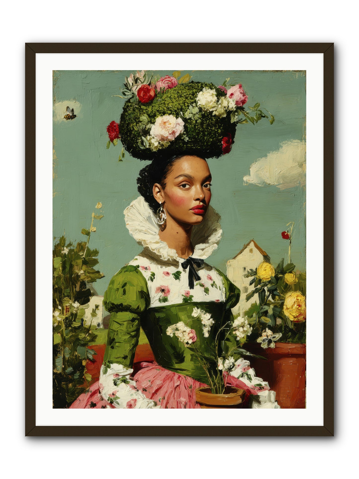 She Wore Her Garden -- Framed Print - Black 30x40