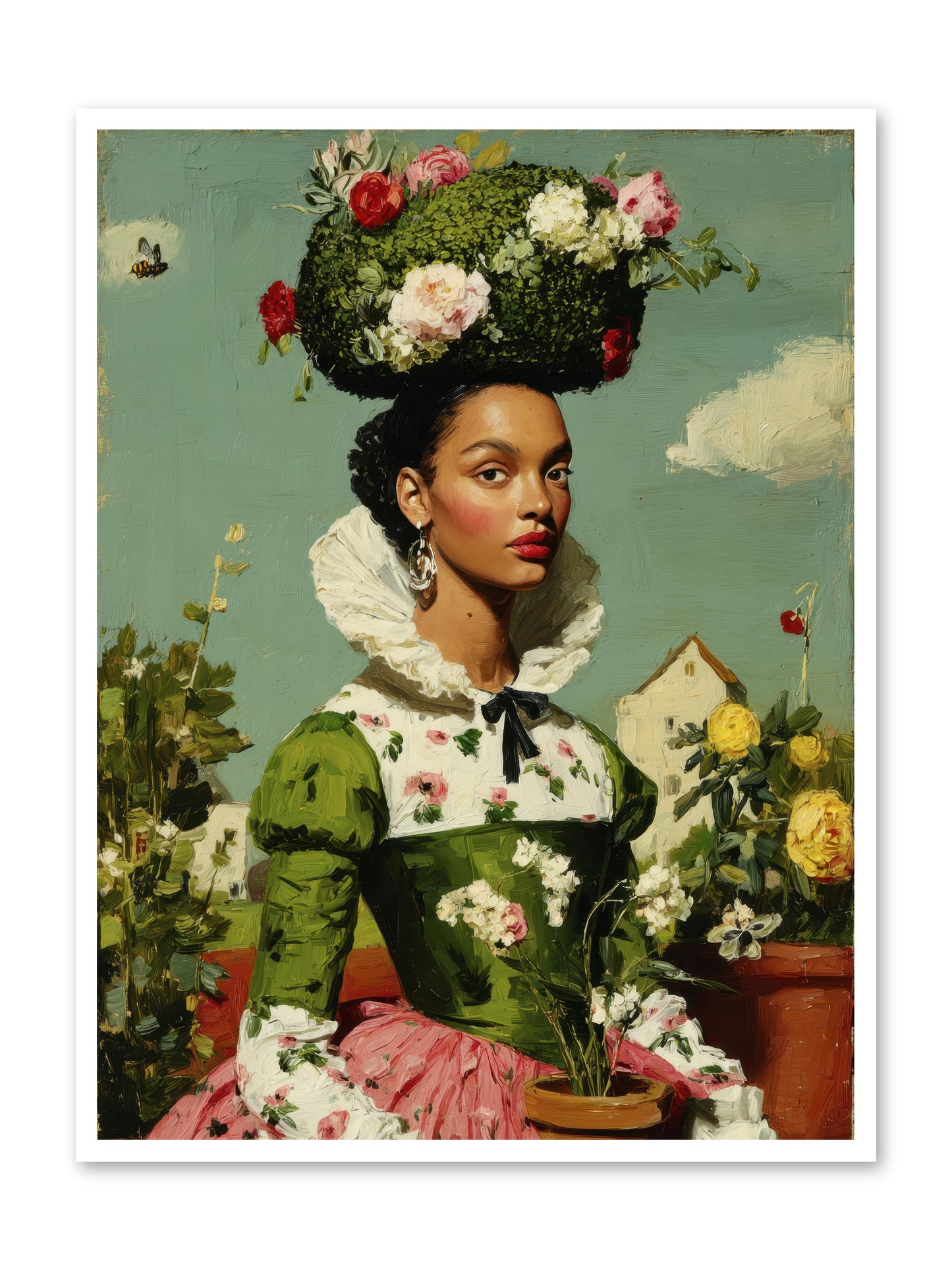 She Wore Her Garden -- Loose Canvas Print 36x48