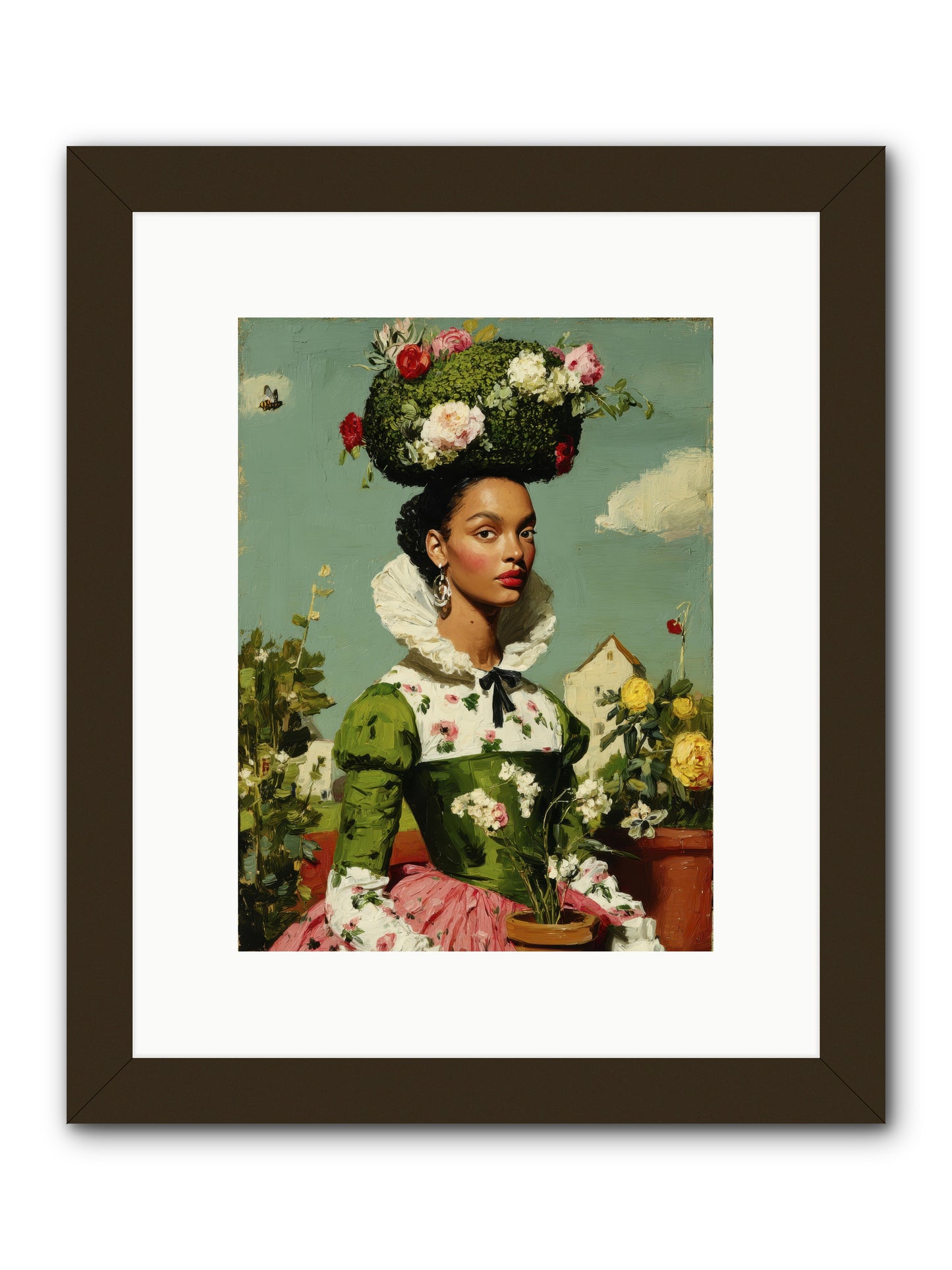 She Wore Her Garden -- Framed Print - Black 9x12