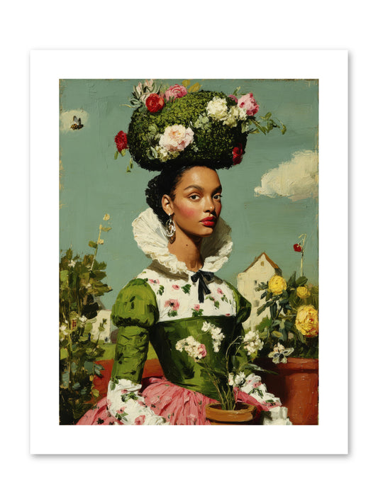 She Wore Her Garden -- Paper Print 9x12