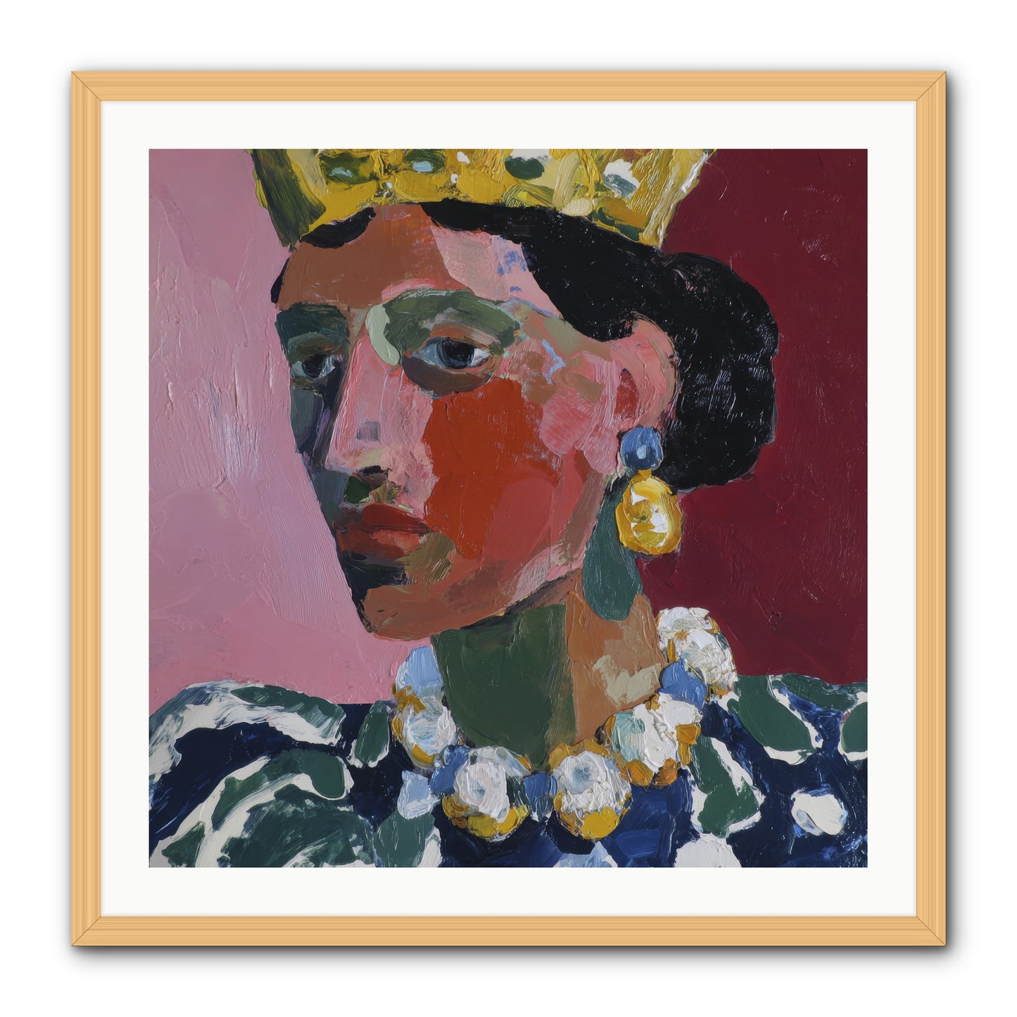 She Wore It All -- Framed Print - Natural 30x30