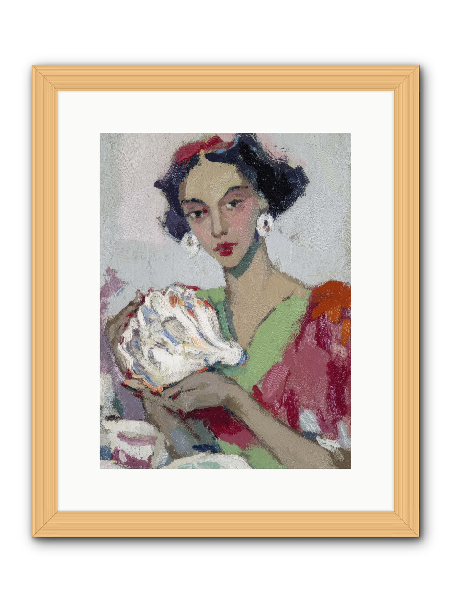 She who gathers with grace -- Framed Print - Natural 12x16
