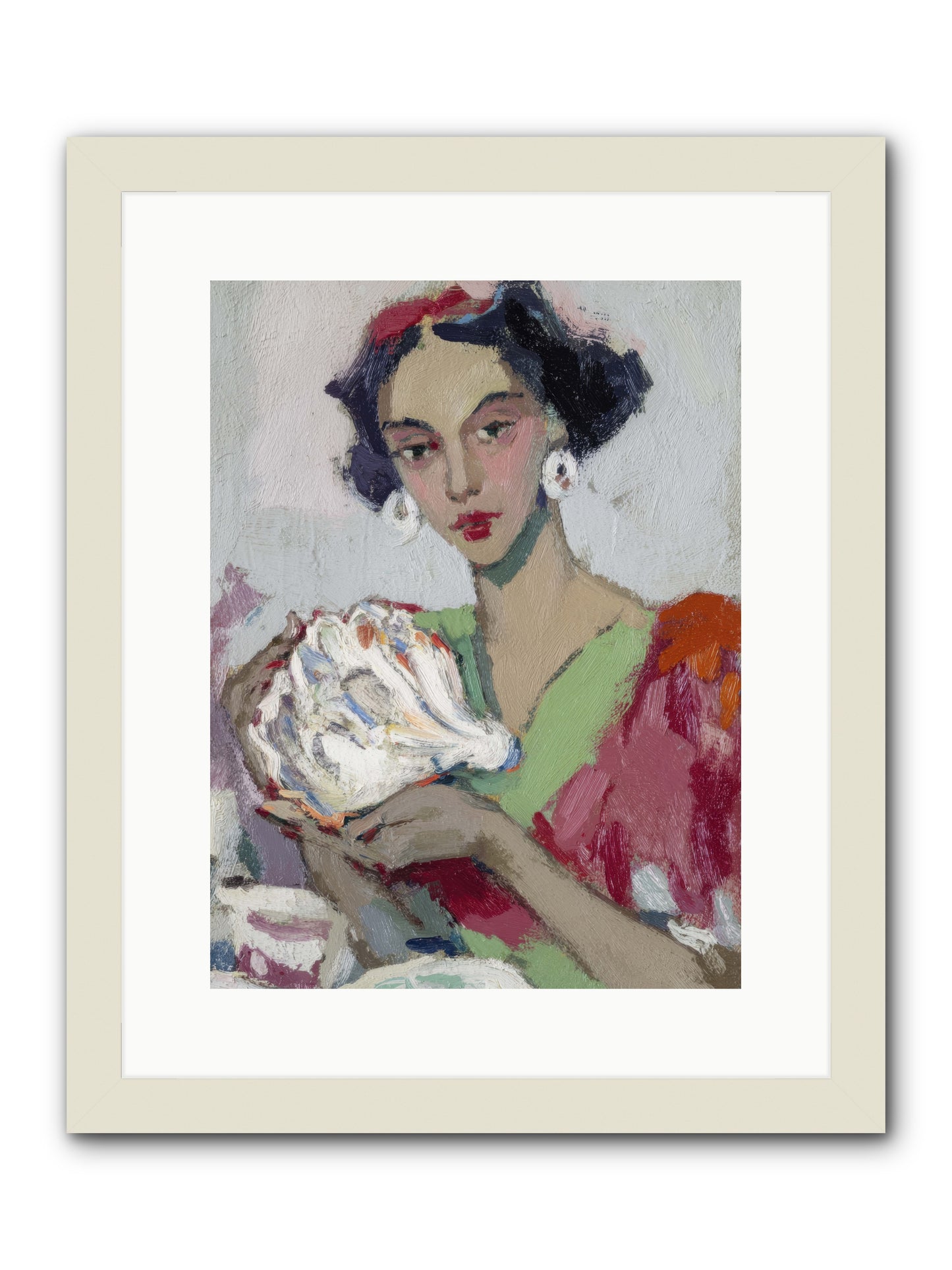 She who gathers with grace -- Framed Print - White 12x16