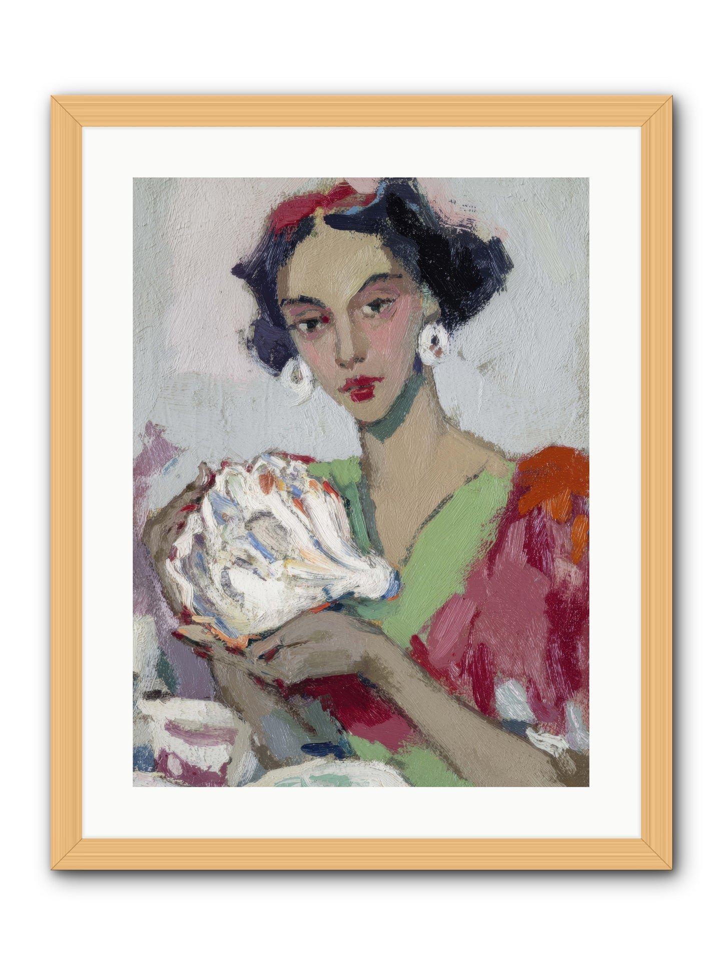 She who gathers with grace -- Framed Print - Natural 18x24