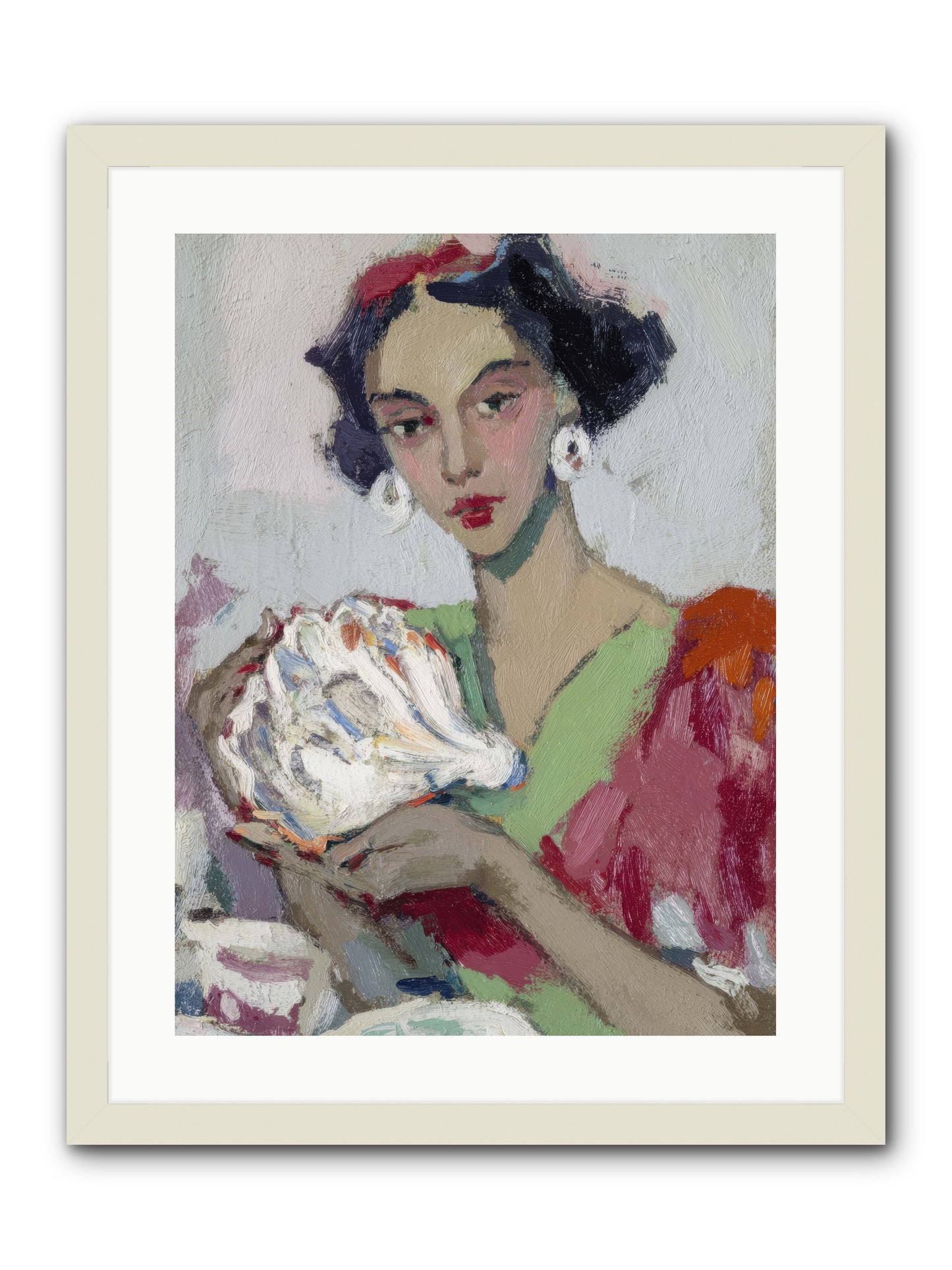 She who gathers with grace -- Framed Print - White 18x24