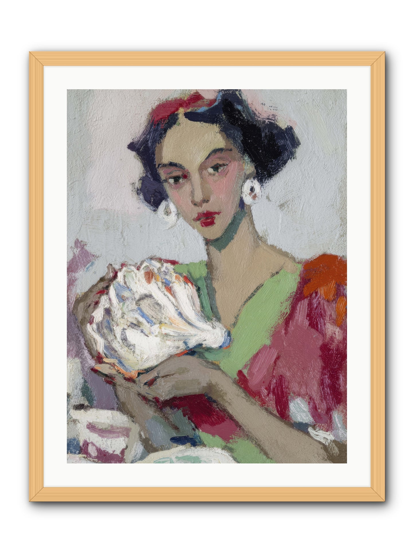 She who gathers with grace -- Framed Print - Natural 24x32