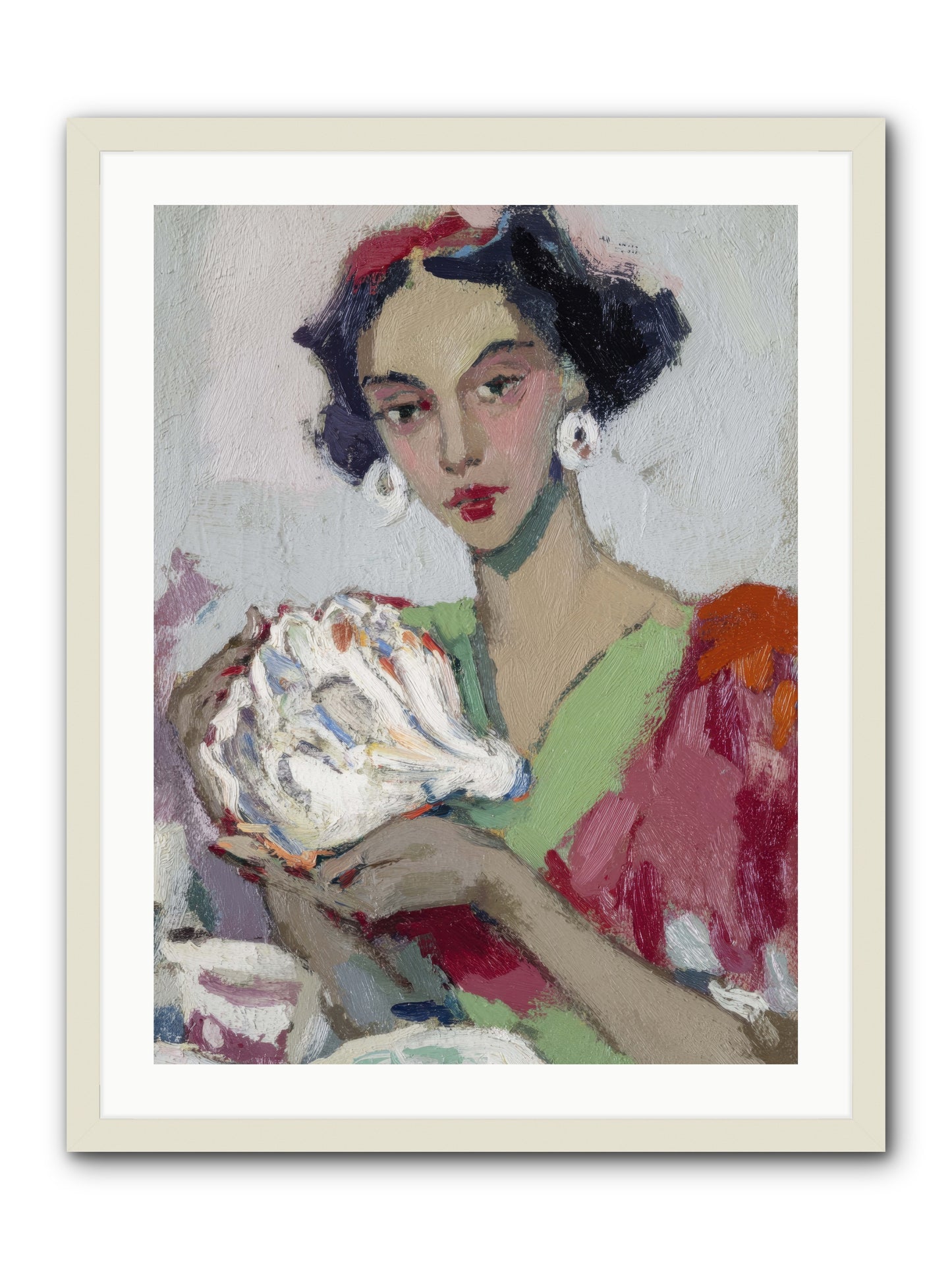 She who gathers with grace -- Framed Print - White 24x32