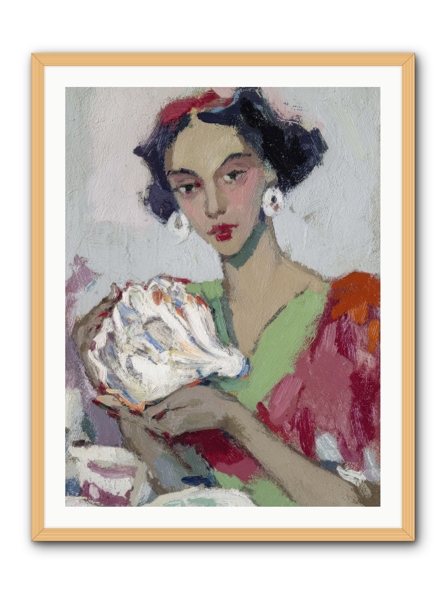She who gathers with grace -- Framed Print - Natural 30x40