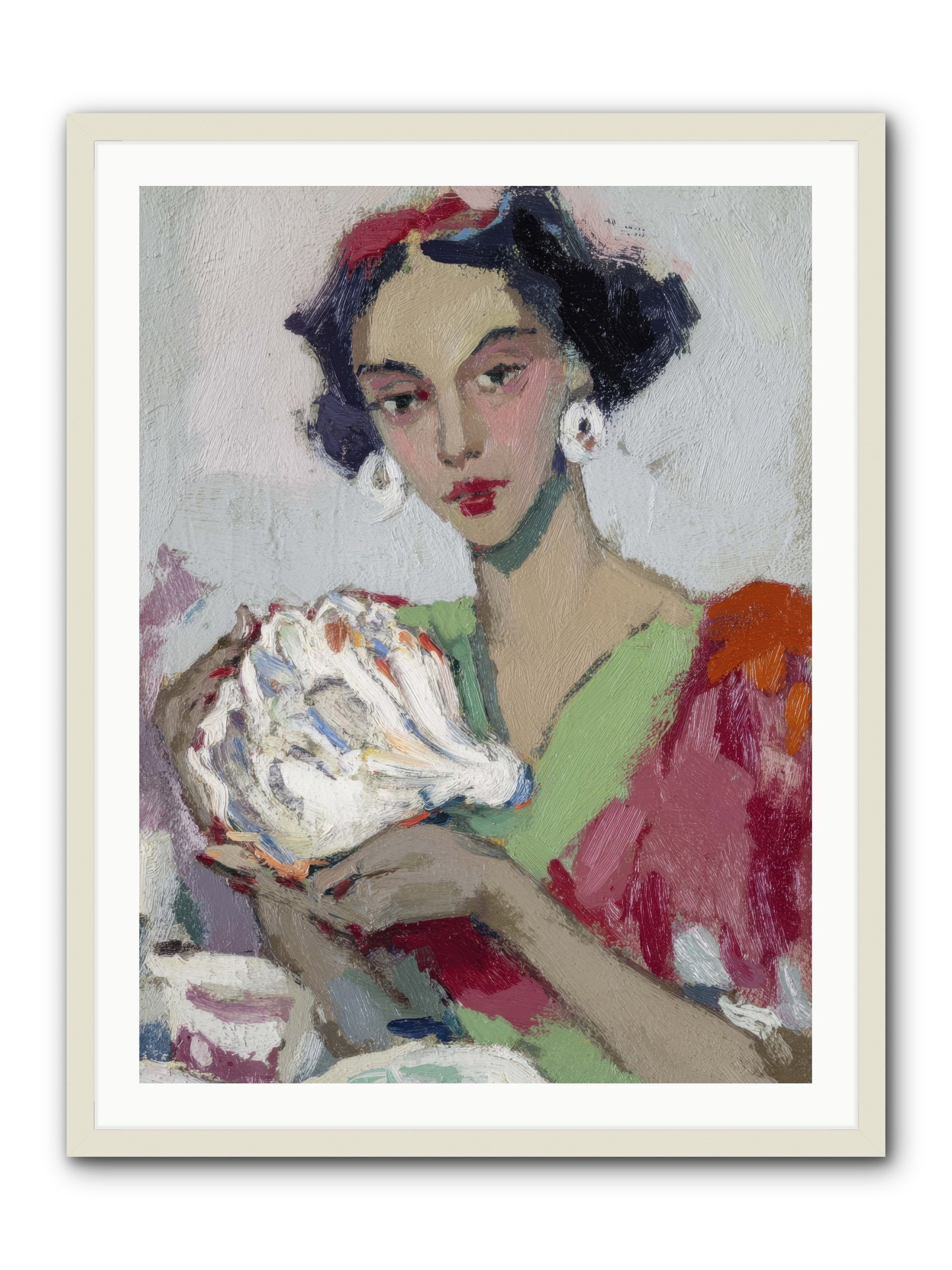 She who gathers with grace -- Framed Print - White 30x40