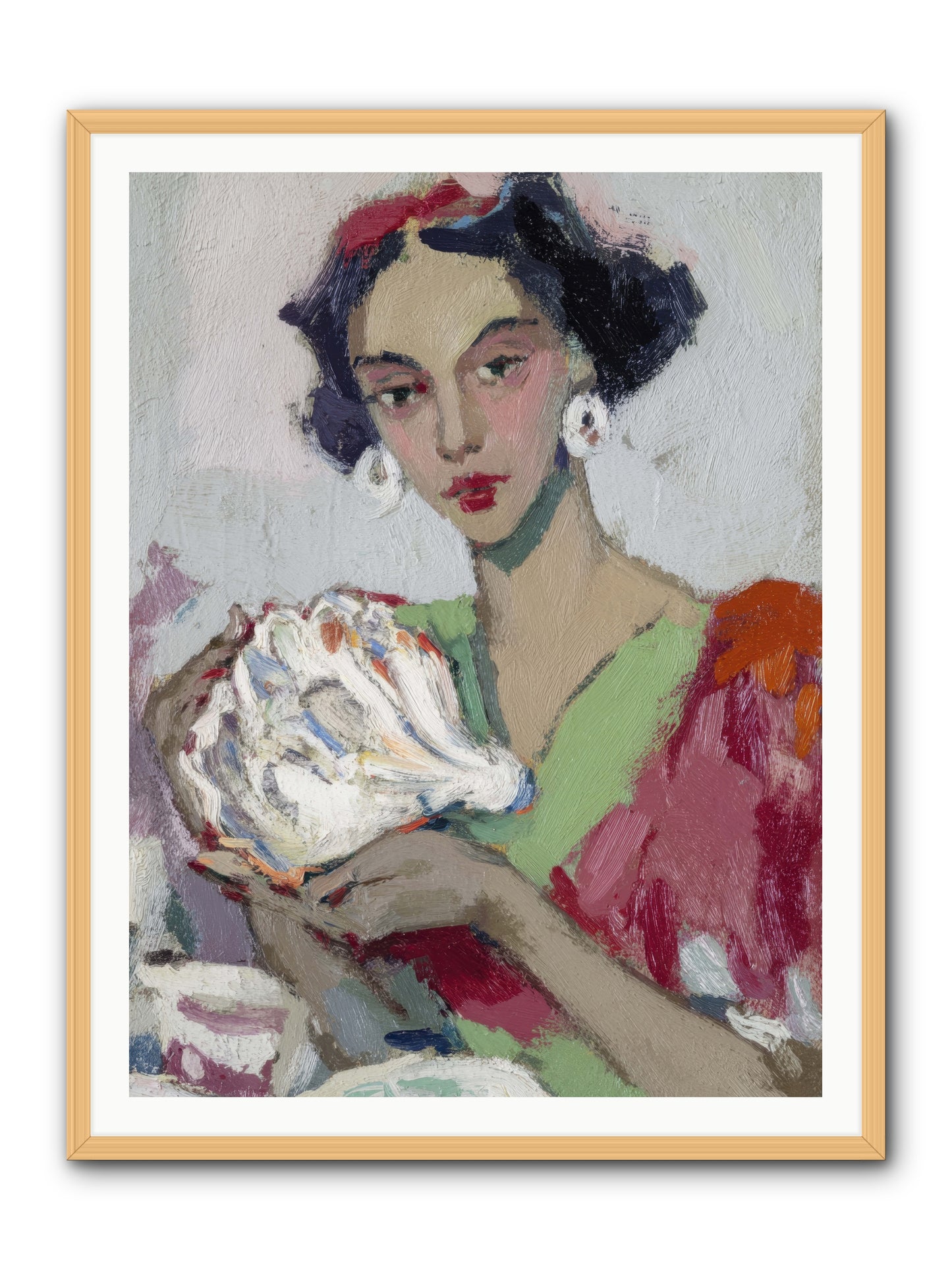 She who gathers with grace -- Framed Print - Natural 36x48