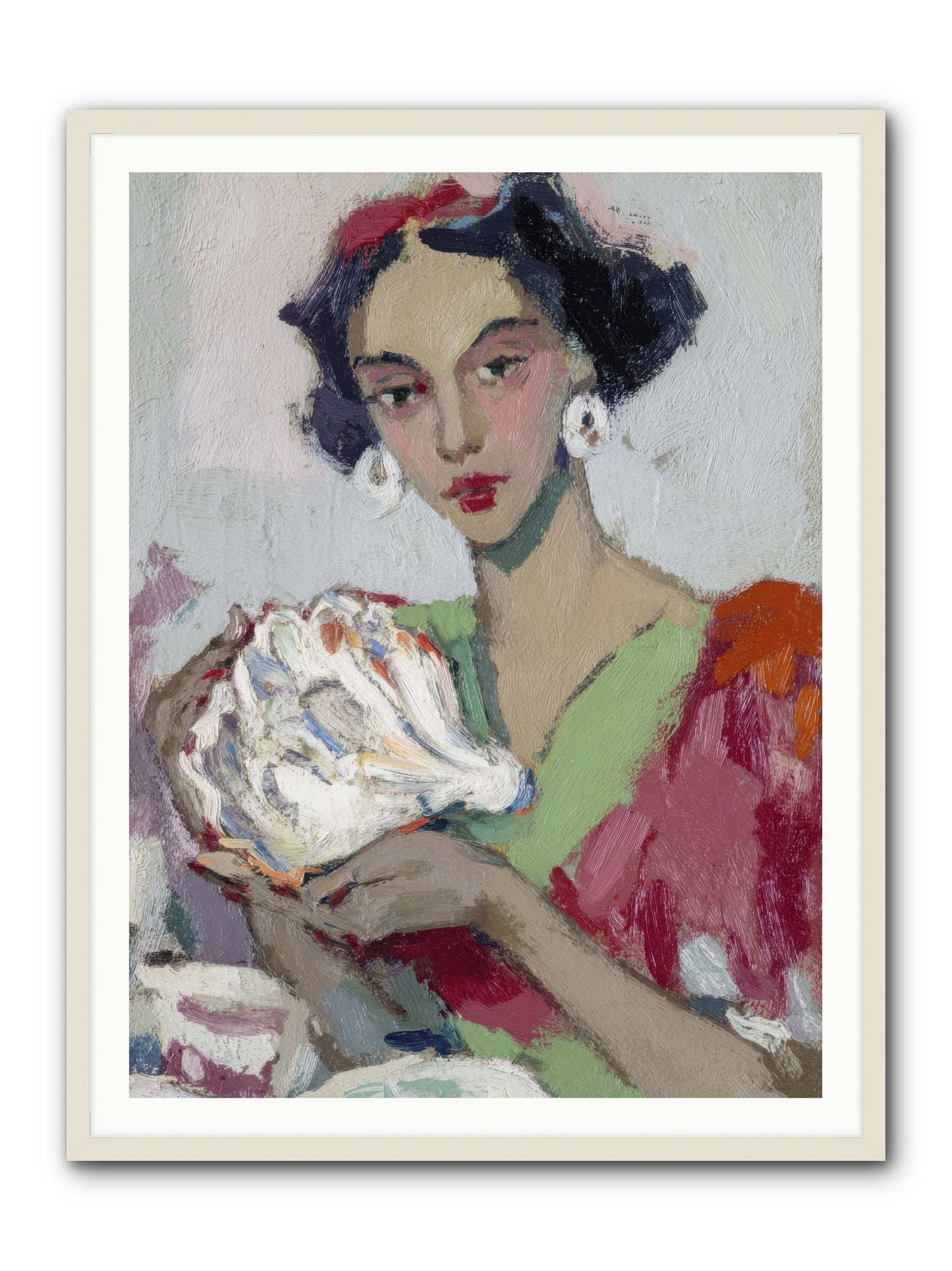 She who gathers with grace -- Framed Print - White 36x48