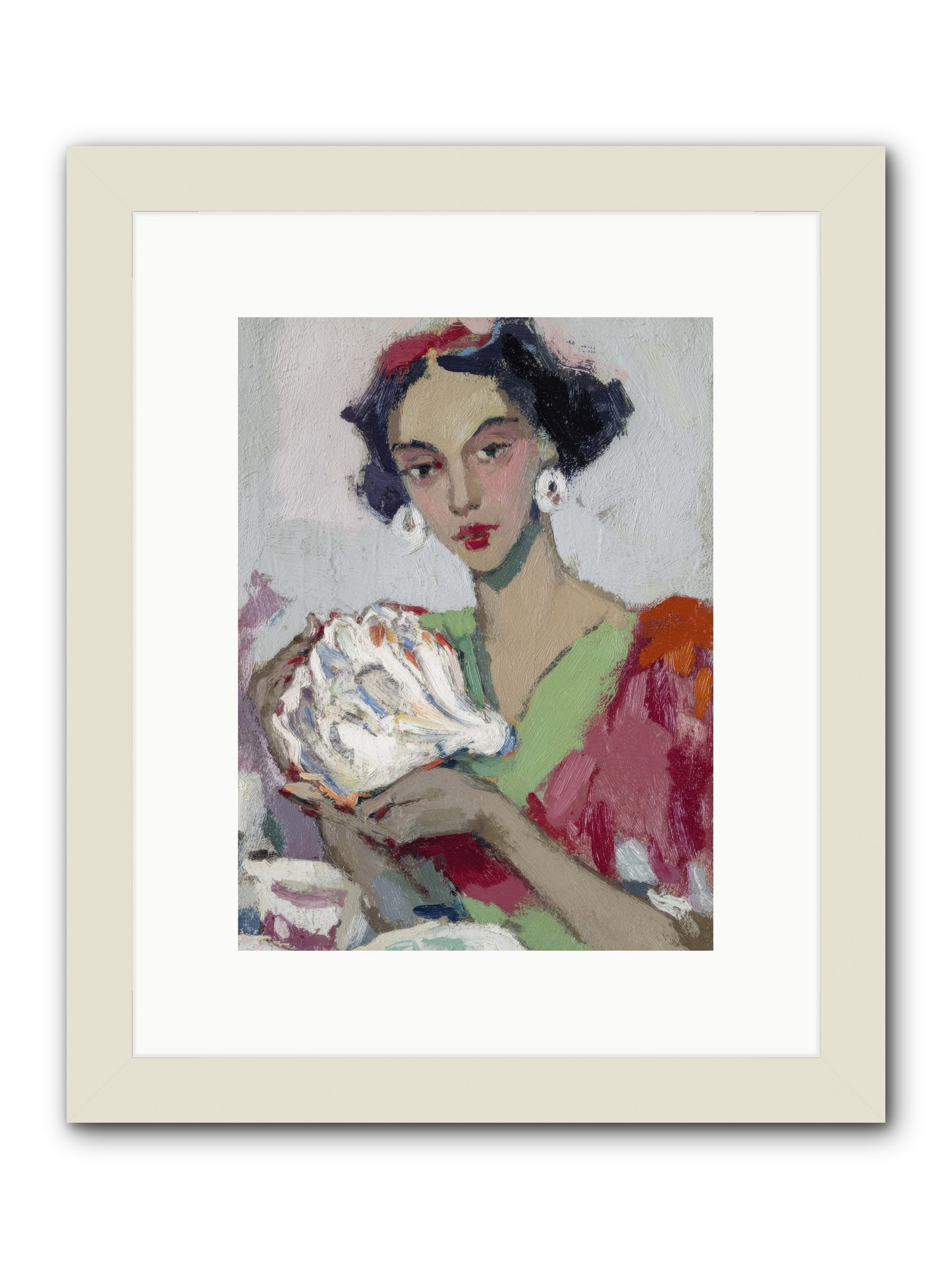 She who gathers with grace -- Framed Print - White 9x12