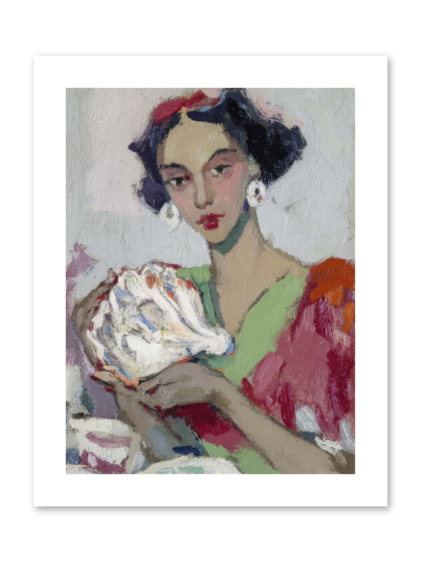 She who gathers with grace -- Paper Print 9x12