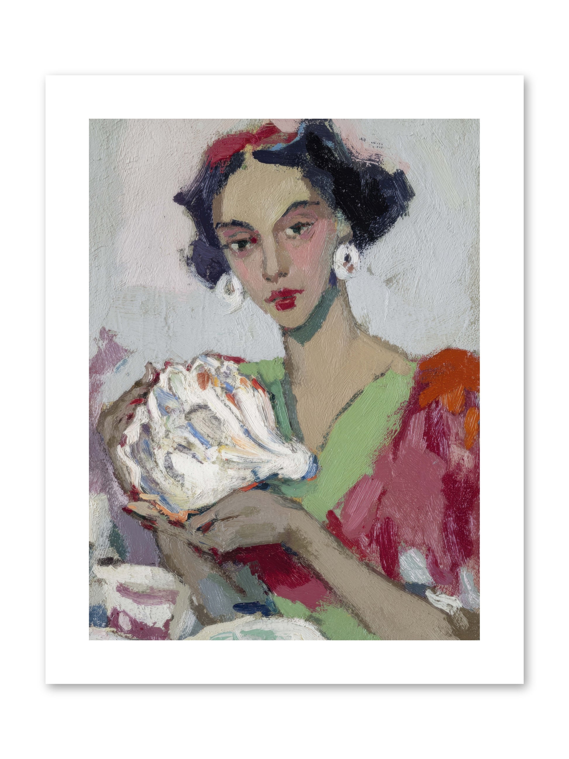 She who gathers with grace -- Paper Print 9x12