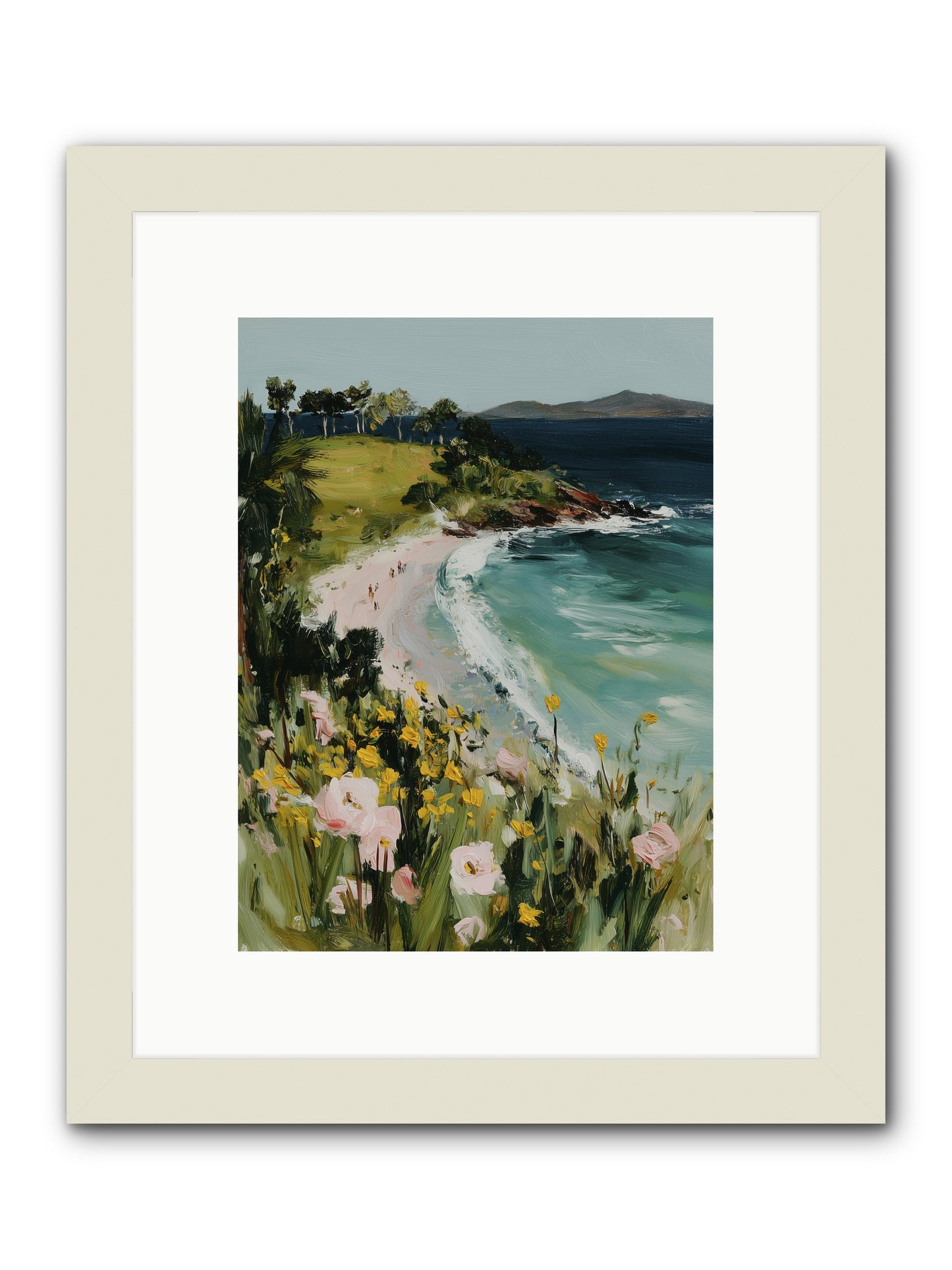 Shore Blossoms -- Framed Print - White 9x12