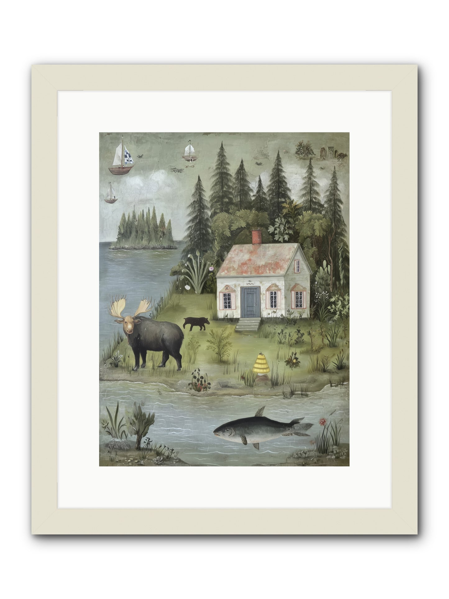 Shore Sanctuary -- Framed Print - White 12x16