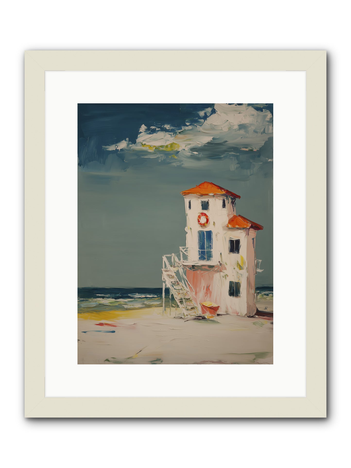 Shoreline Shelter -- Framed Print - White 12x16