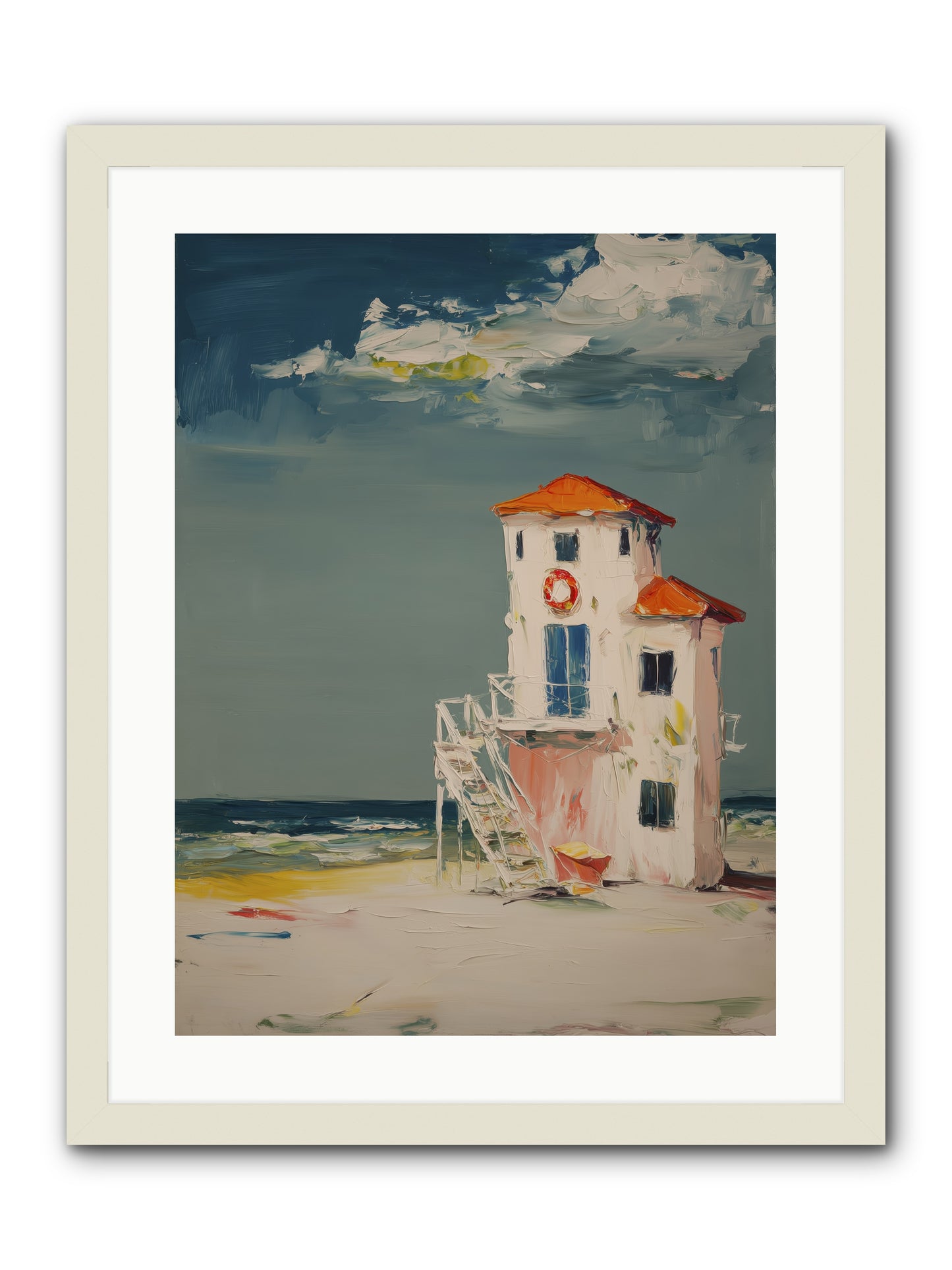 Shoreline Shelter -- Framed Print - White 18x24