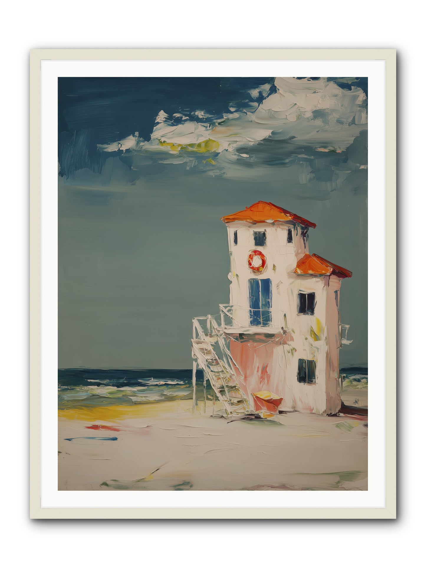 Shoreline Shelter -- Framed Print - White 36x48