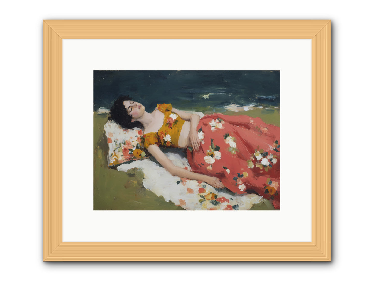 Shoreline Siesta -- Framed Print - Natural 12x9