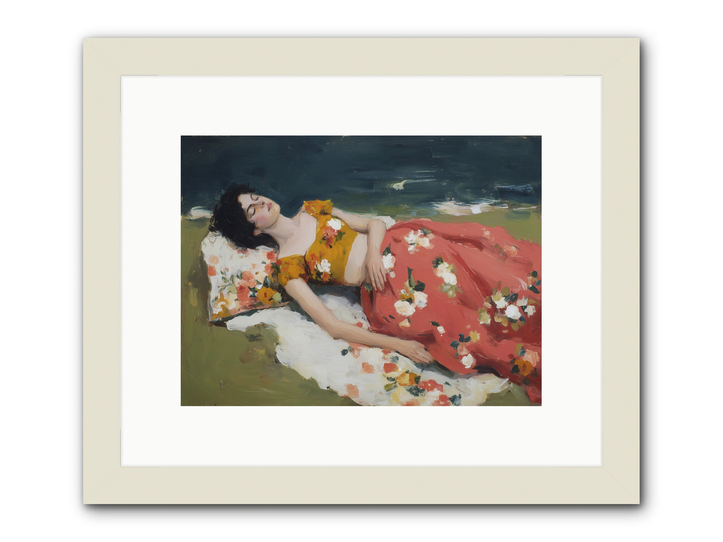 Shoreline Siesta -- Framed Print - White 12x9