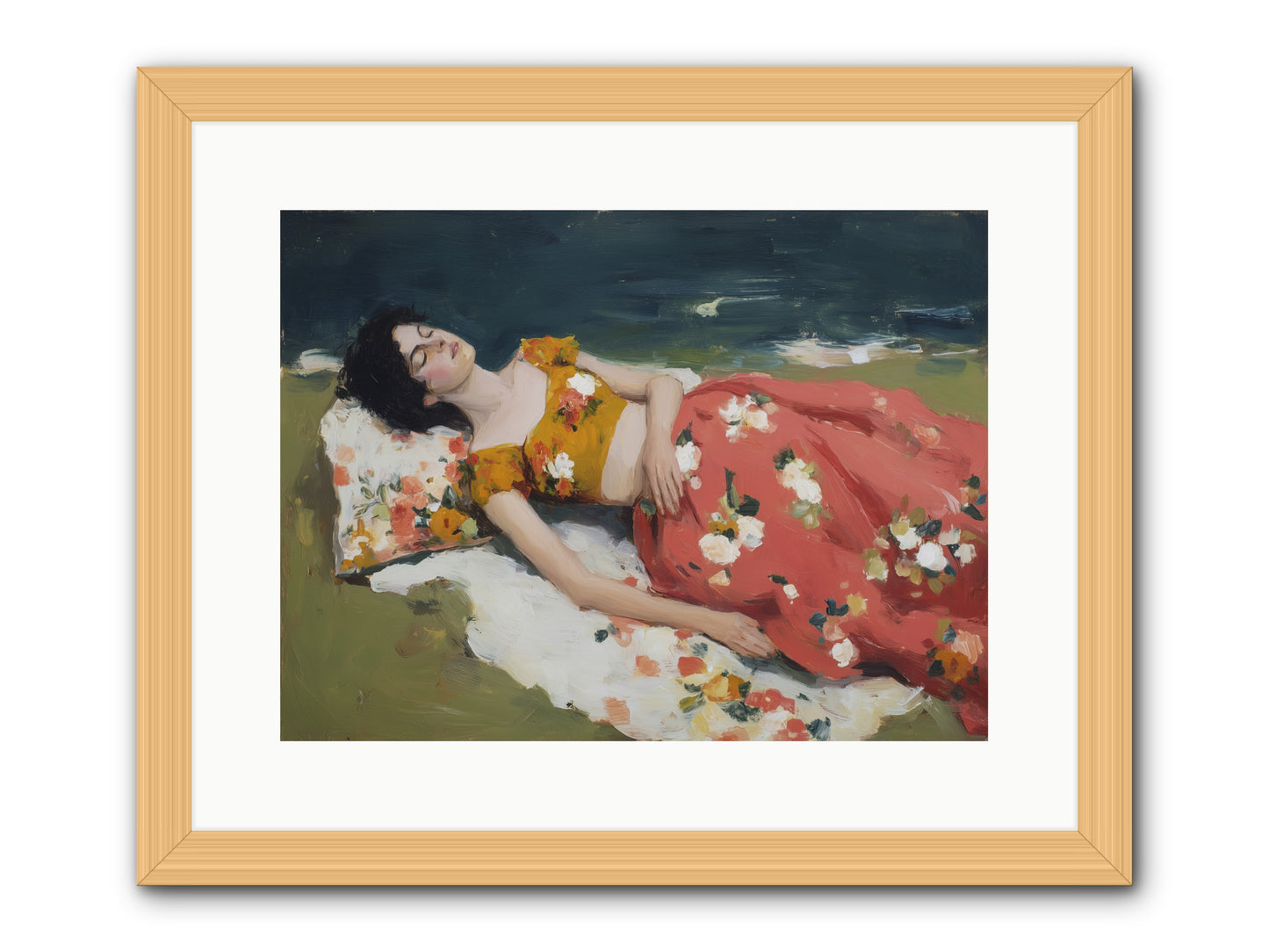 Shoreline Siesta -- Framed Print - Natural 16x12