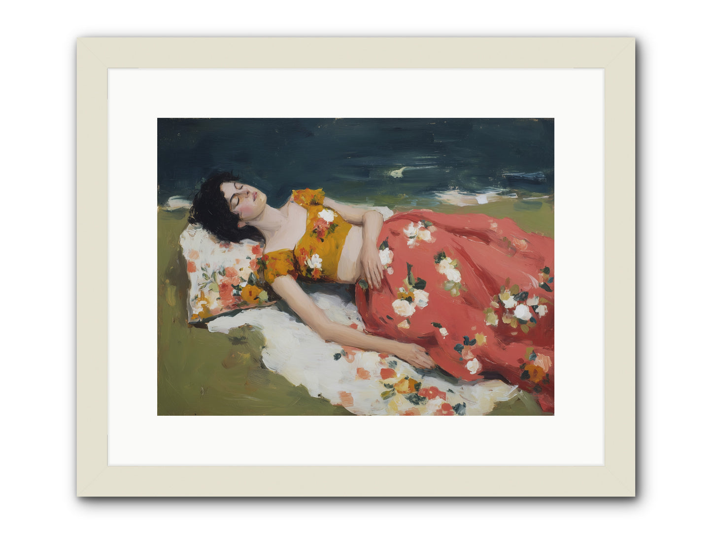 Shoreline Siesta -- Framed Print - White 16x12