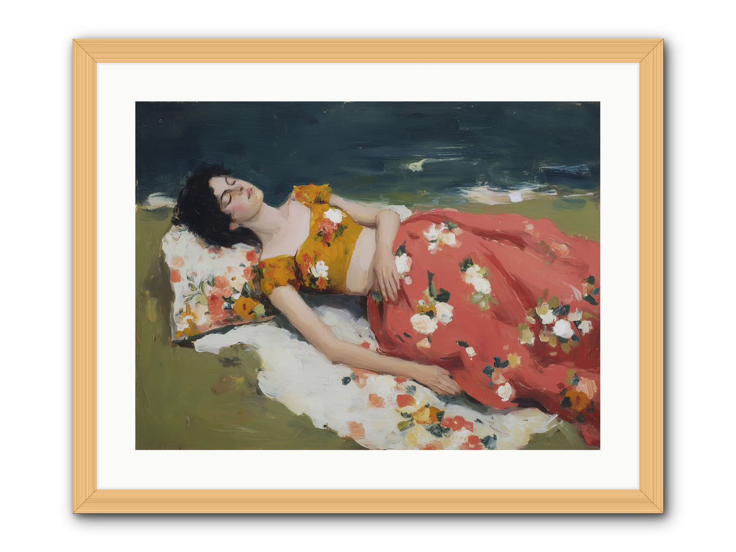 Shoreline Siesta -- Framed Print - Natural 24x18