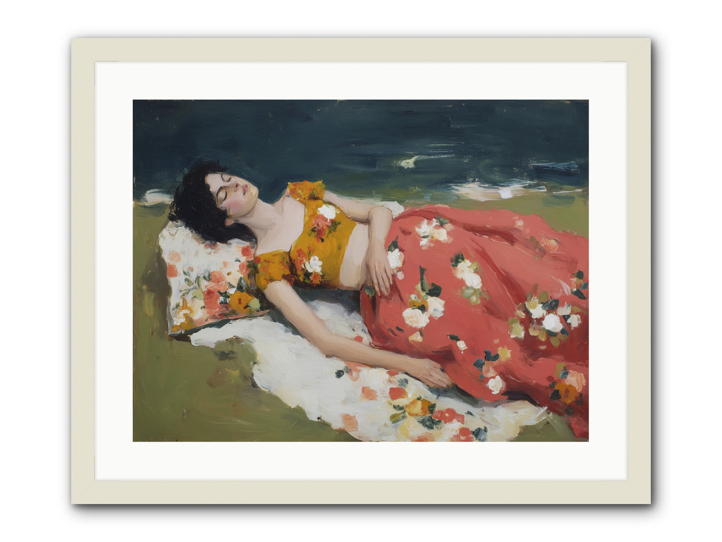 Shoreline Siesta -- Framed Print - White 24x18