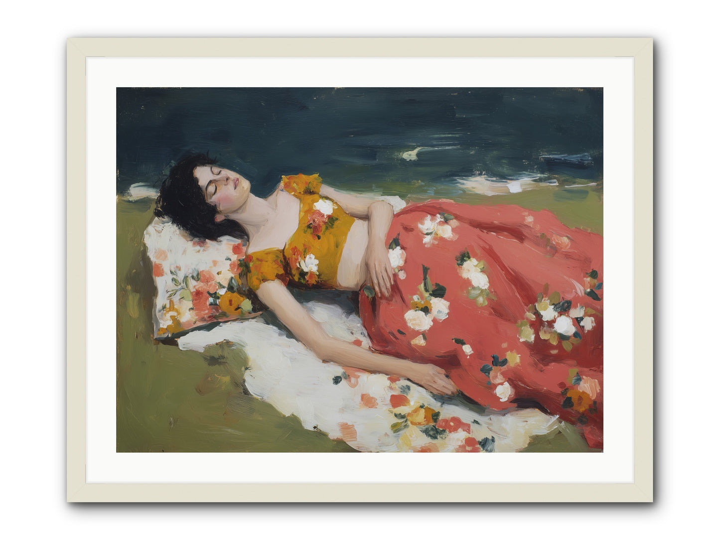 Shoreline Siesta -- Framed Print - White 32x24