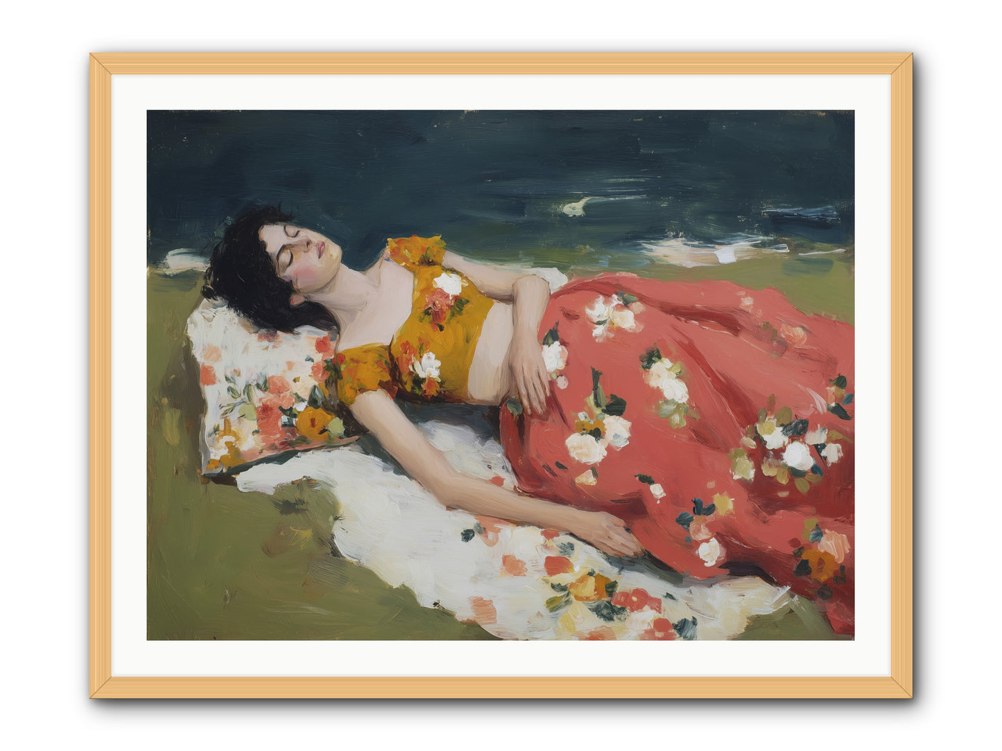 Shoreline Siesta -- Framed Print - Natural 40x30