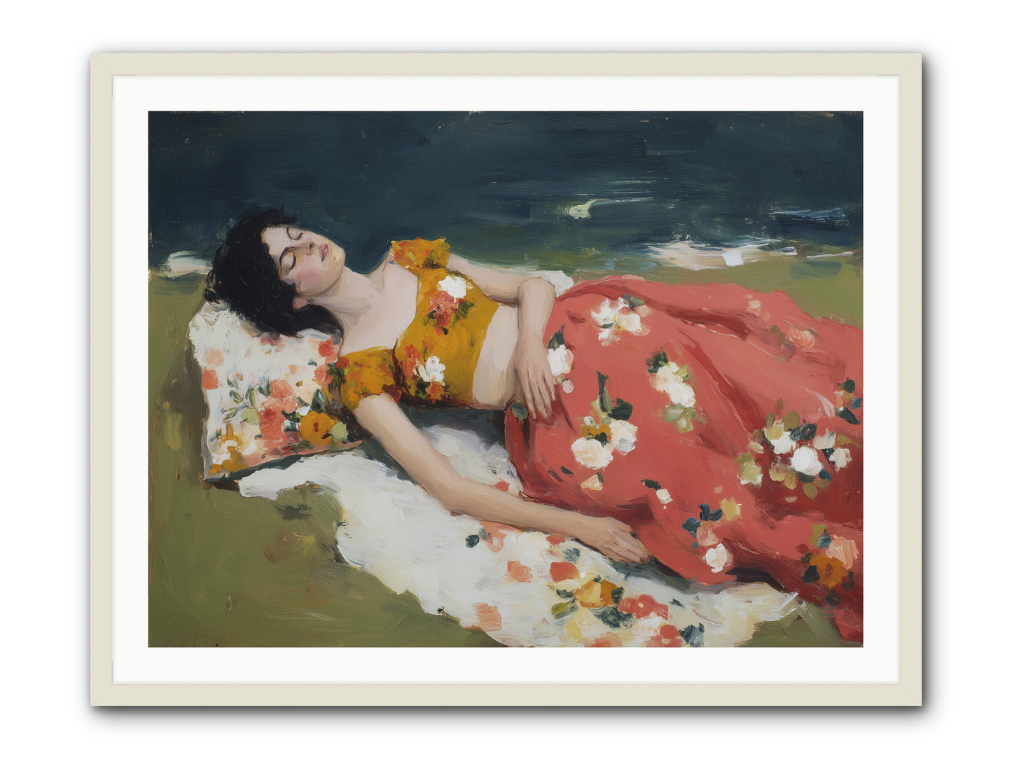Shoreline Siesta -- Framed Print - White 40x30