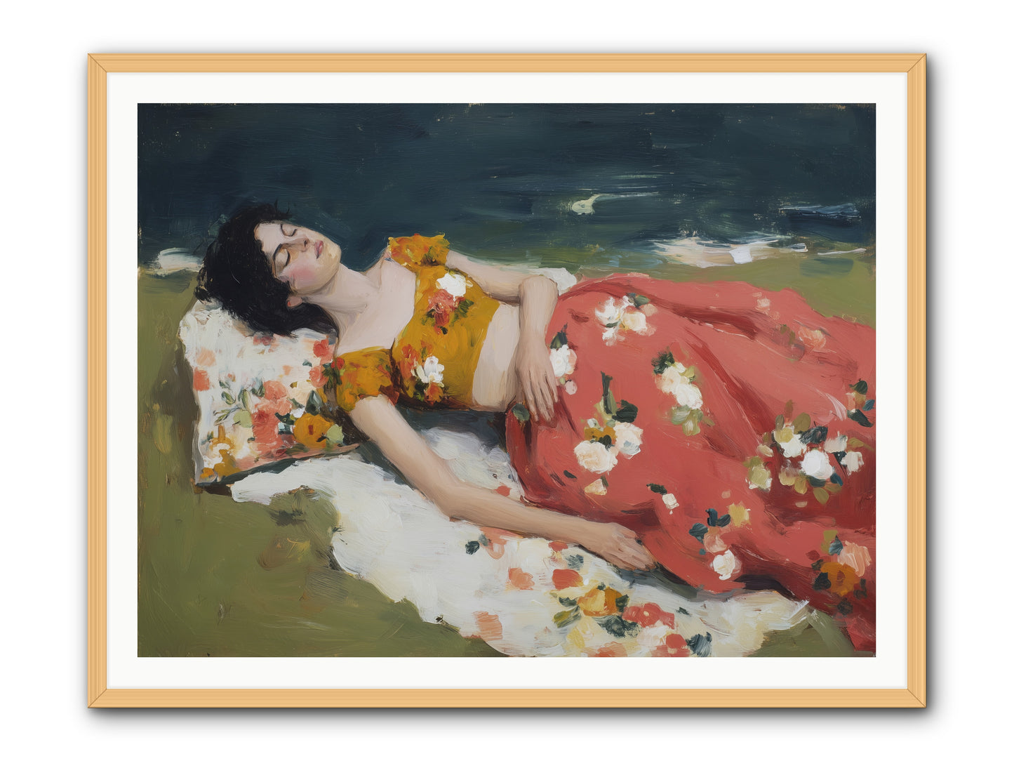 Shoreline Siesta -- Framed Print - Natural 48x36