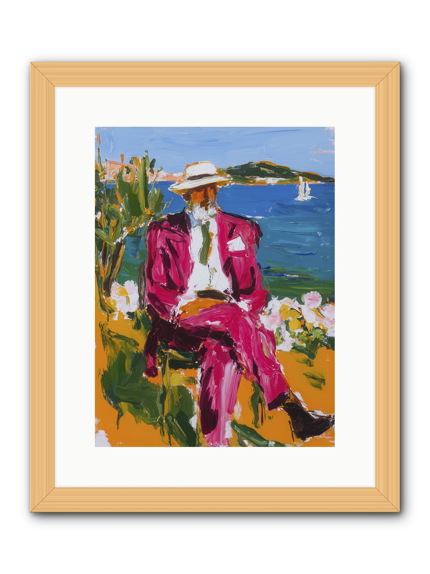 Shore's Meditation -- Framed Print - Natural 12x16