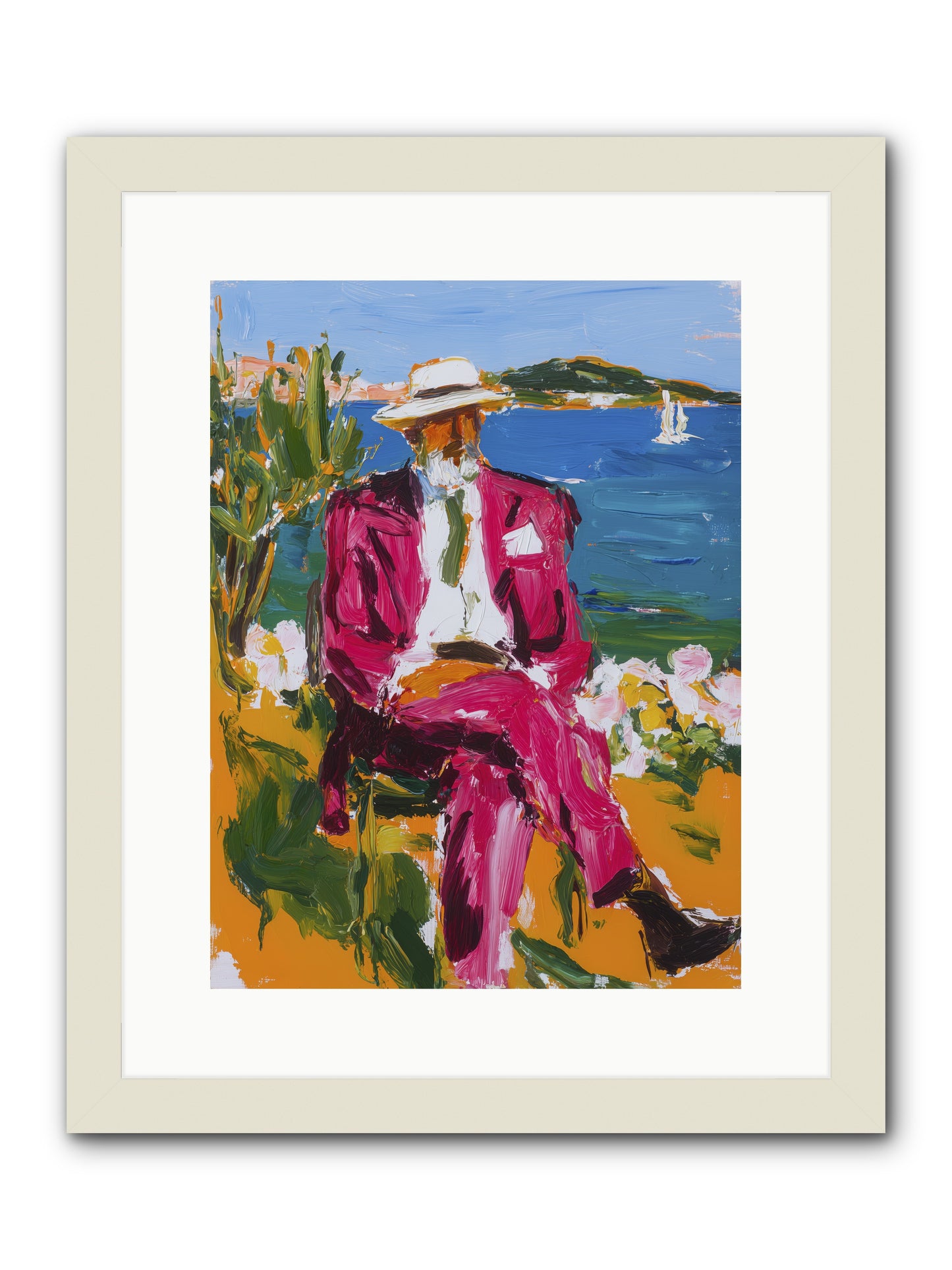 Shore's Meditation -- Framed Print - White 12x16