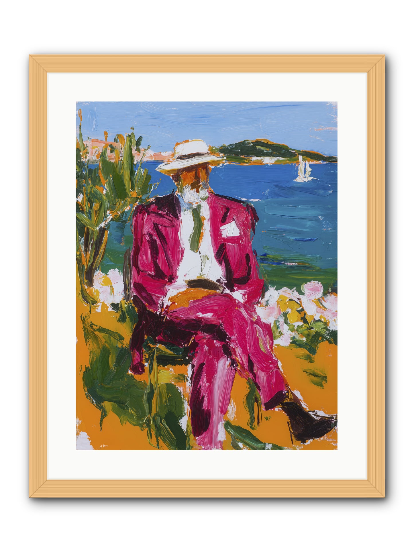 Shore's Meditation -- Framed Print - Natural 18x24
