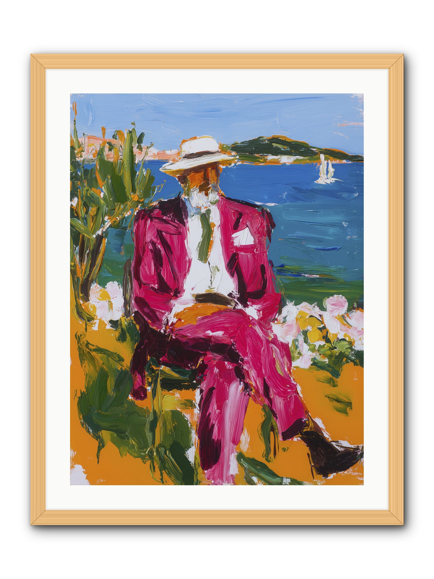 Shore's Meditation -- Framed Print - Natural 24x32
