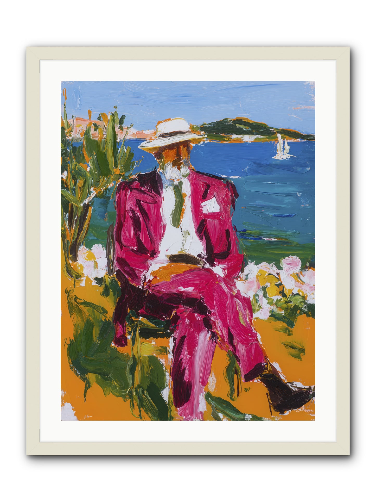 Shore's Meditation -- Framed Print - White 24x32