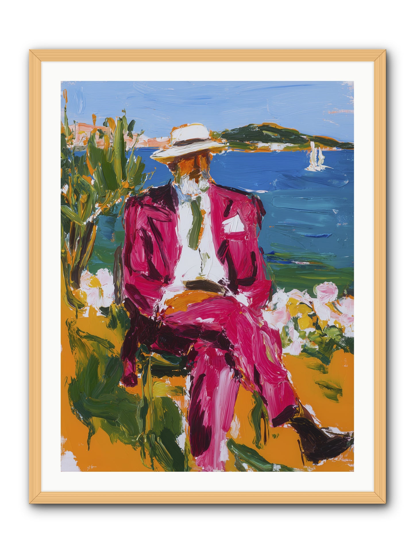 Shore's Meditation -- Framed Print - Natural 30x40