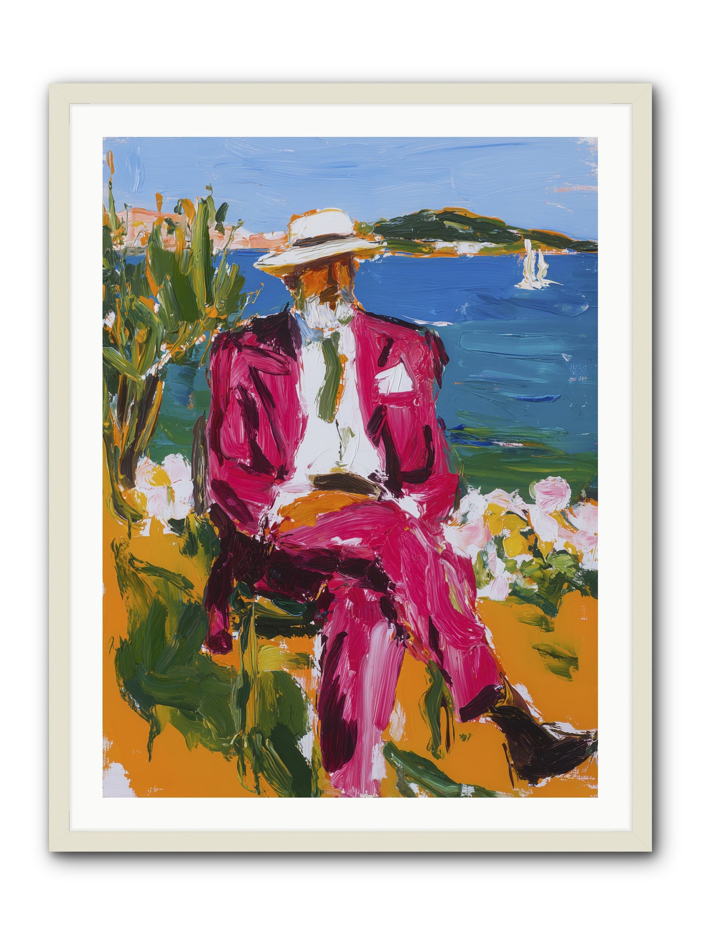 Shore's Meditation -- Framed Print - White 30x40