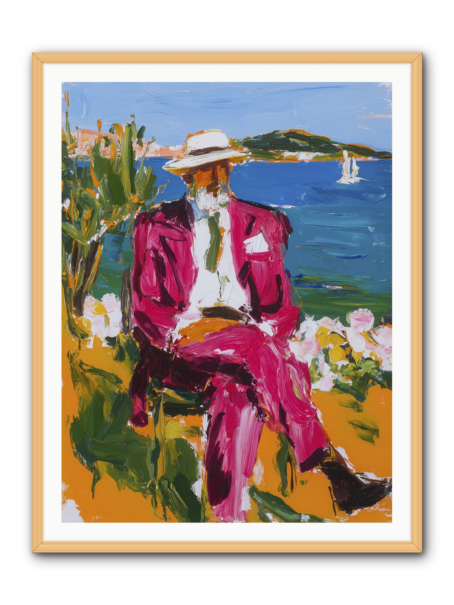 Shore's Meditation -- Framed Print - Natural 36x48